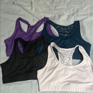 Women's sports bra Set - Black, White, Purple, Teal